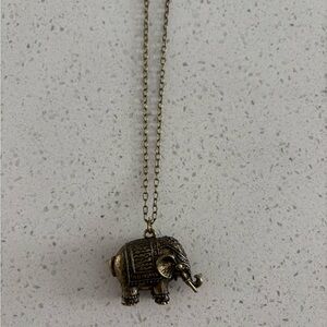 Long Chain Gold Elephant Necklace